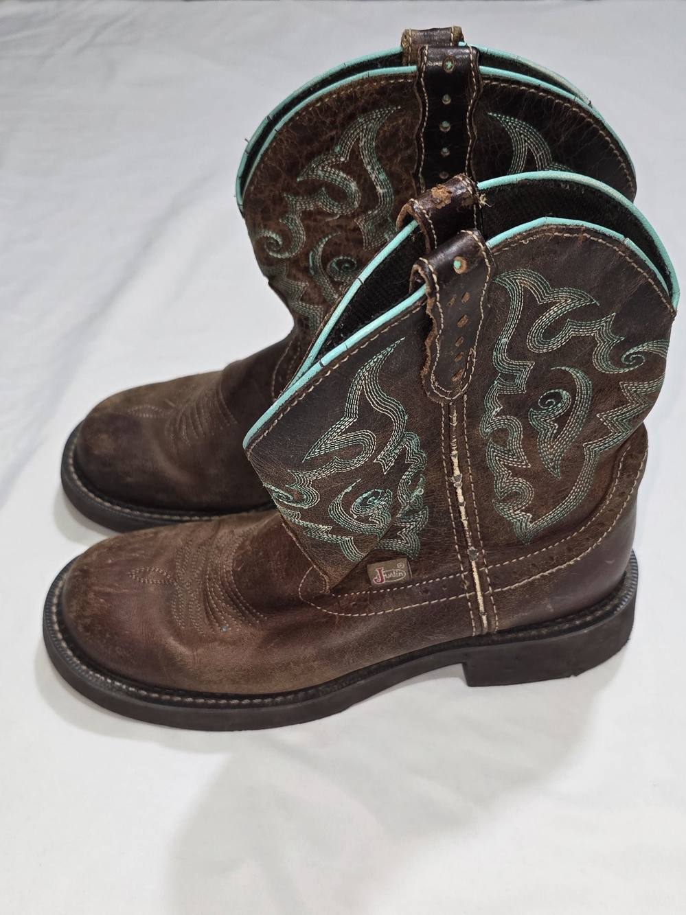 Justin Gypsy L2900 Women’s Brown Turquoise Leather Western Cowboy Boots - Picture 5 of 6